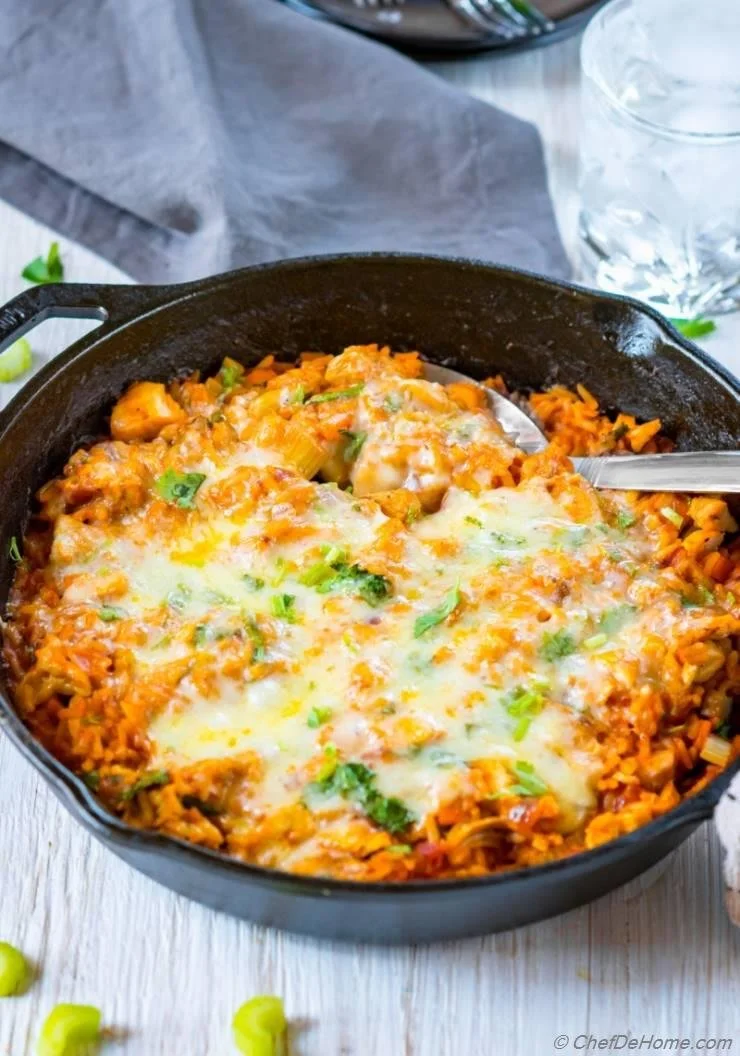Buffalo Chicken Rice Casserole
