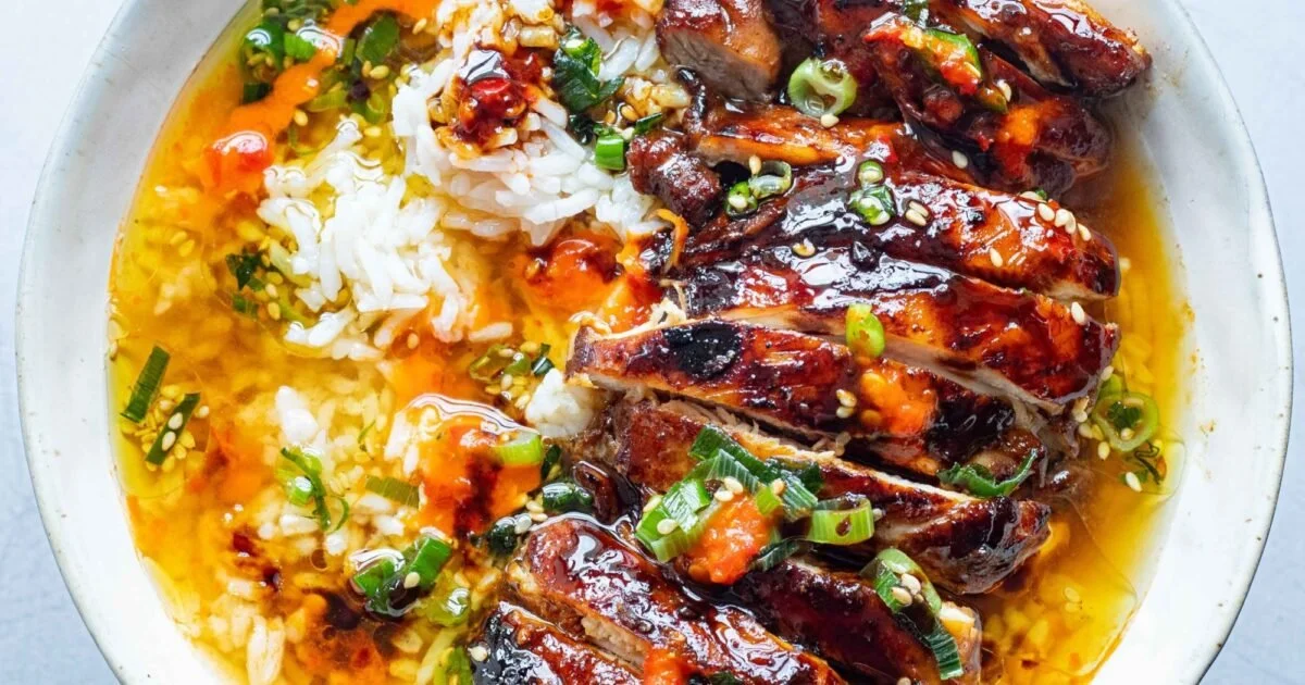 Caramelised Soy Chicken with Garlic Rice