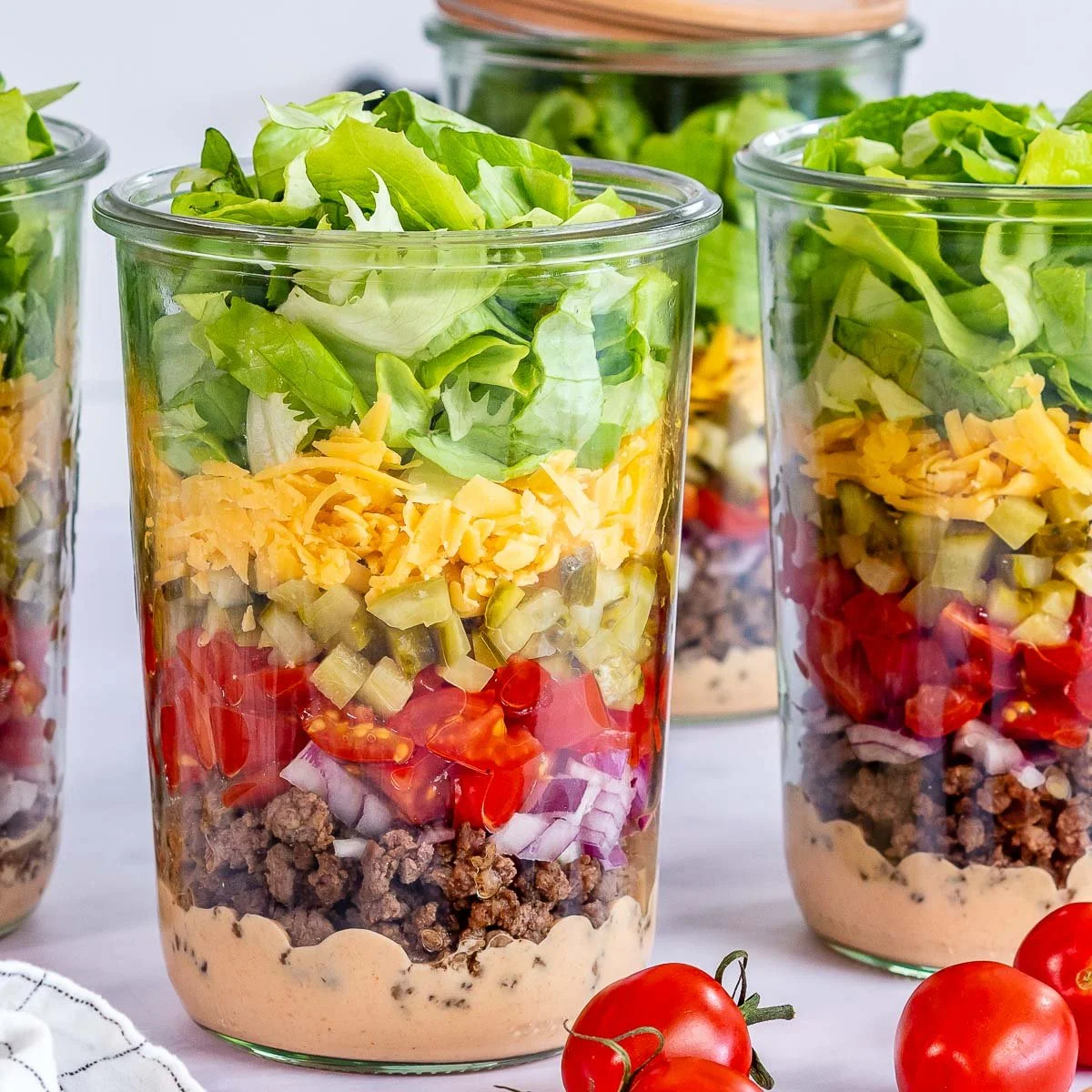 Cheeseburger Salad in a Jar