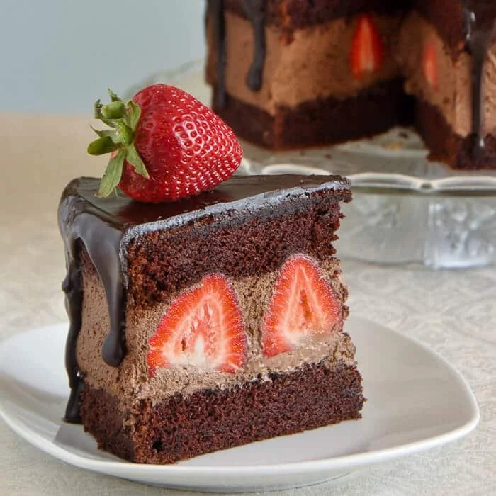 Chocolate Whipped Cream Strawberry Cake