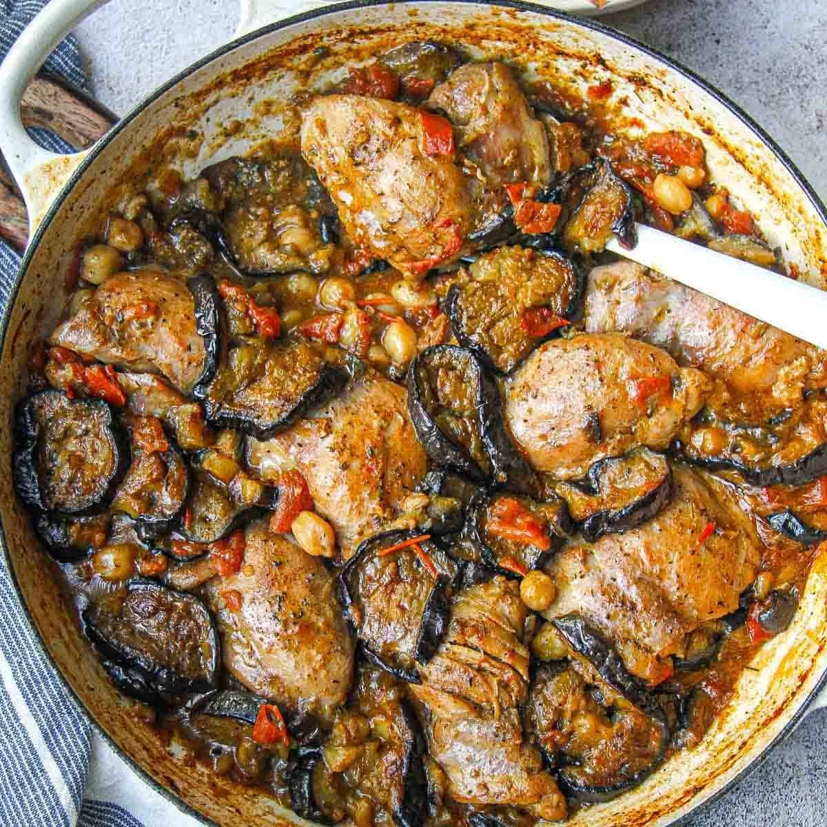 Creamy Tomato Chicken with Eggplant Bake