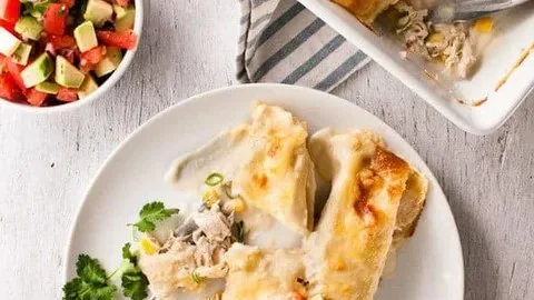 Creamy White Chicken Enchiladas