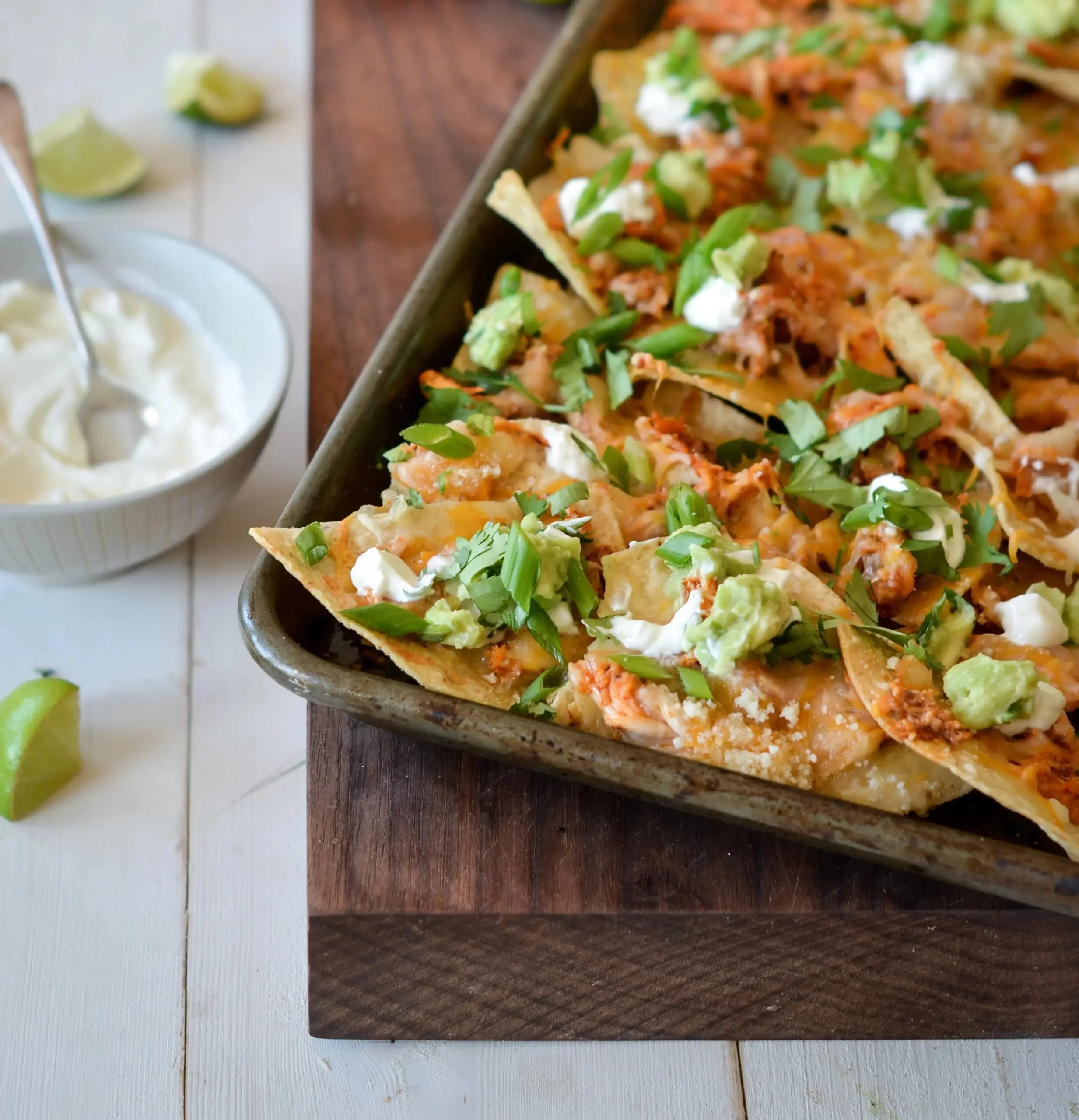 Crispy Chicken Nachos on Sheet Pan