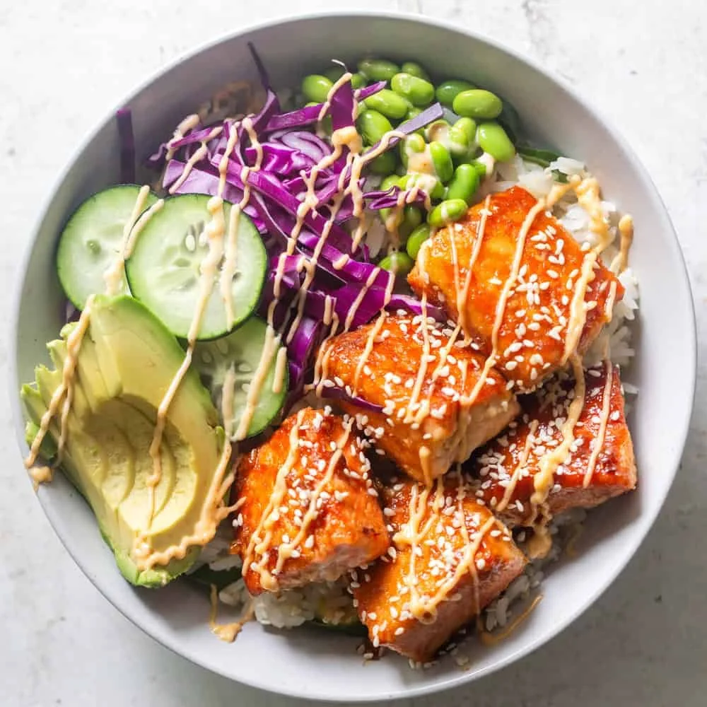 Crispy Salmon with Rice Bowls