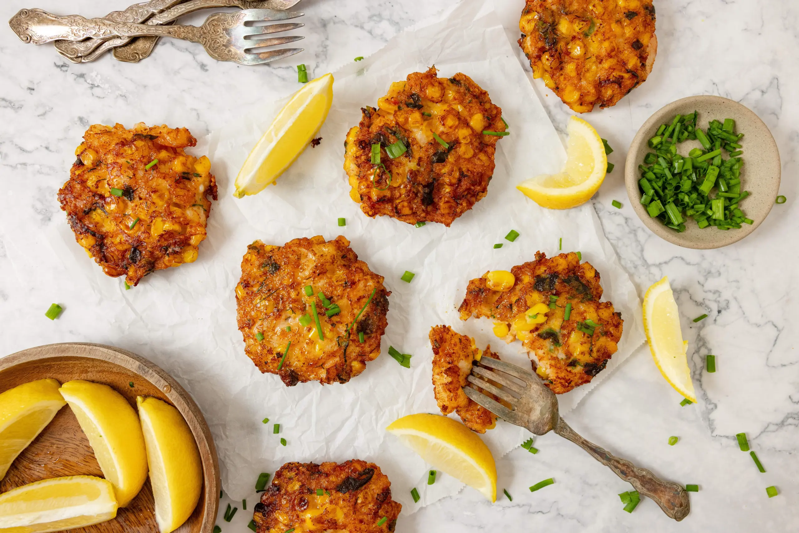 Crispy Shrimp and Corn Cakes