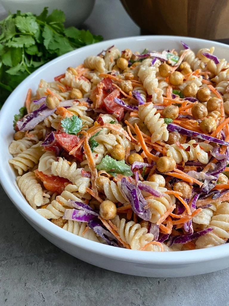 Easy Tahini Veggie Pasta Salad
