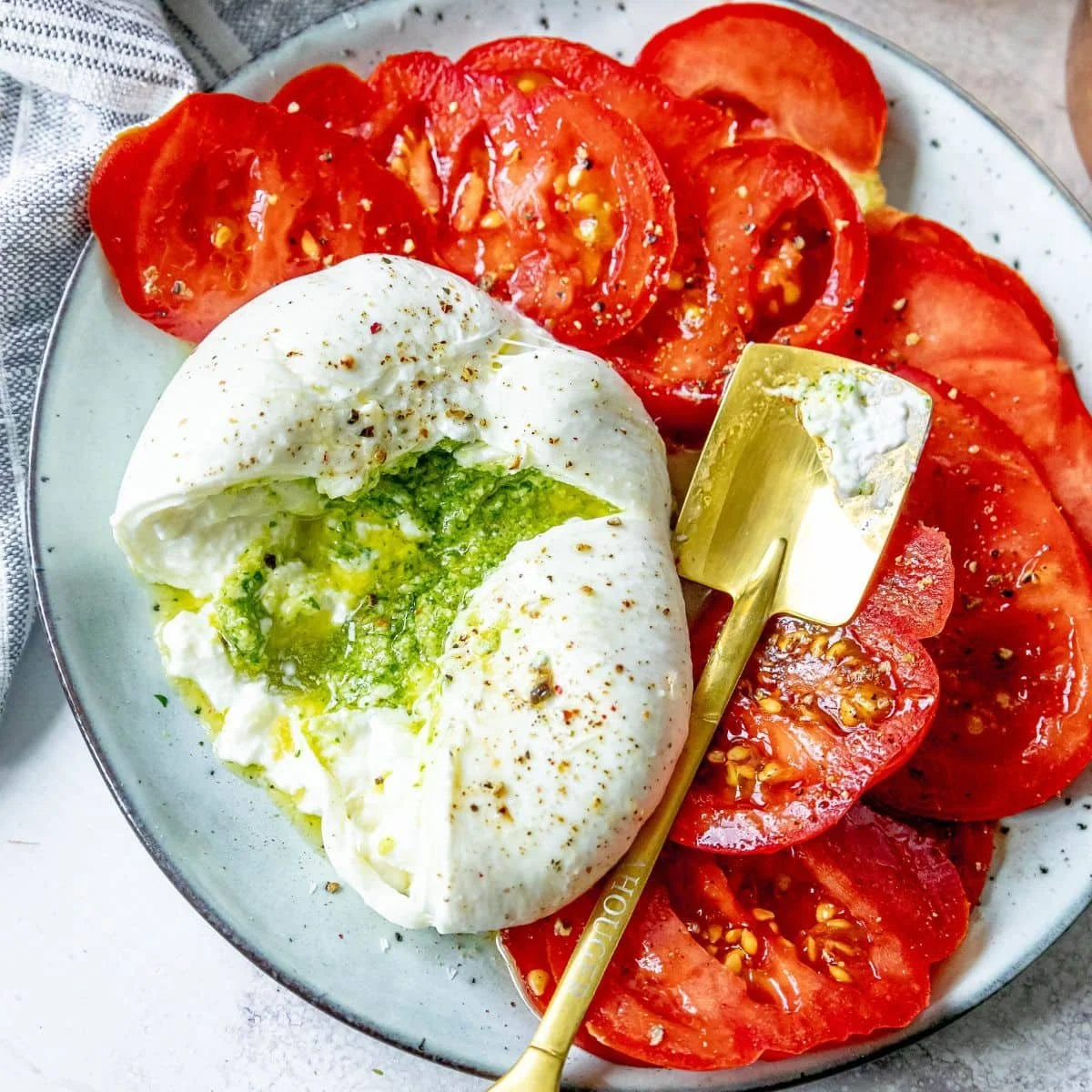 Pesto Stuffed Burrata Delights