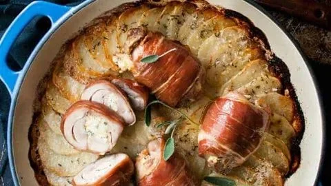 Prosciutto Wrapped Chicken and Scalloped Potatoes