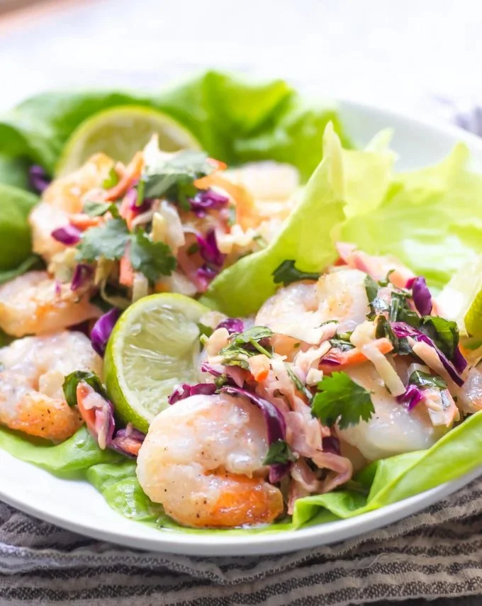 Shrimp Lettuce Wraps with Chili Mayo