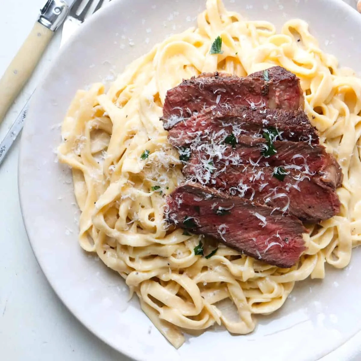 Steak and Fettuccine Alfredo