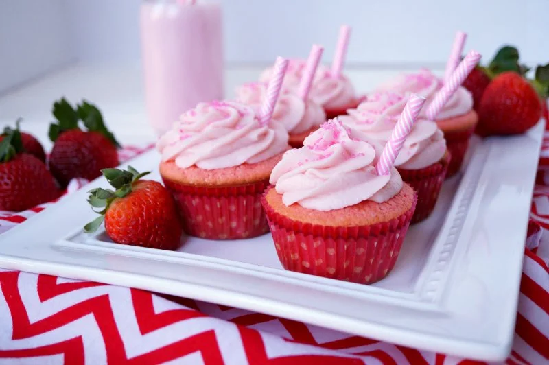 Strawberry Milkshake Cupcakes Small Batch