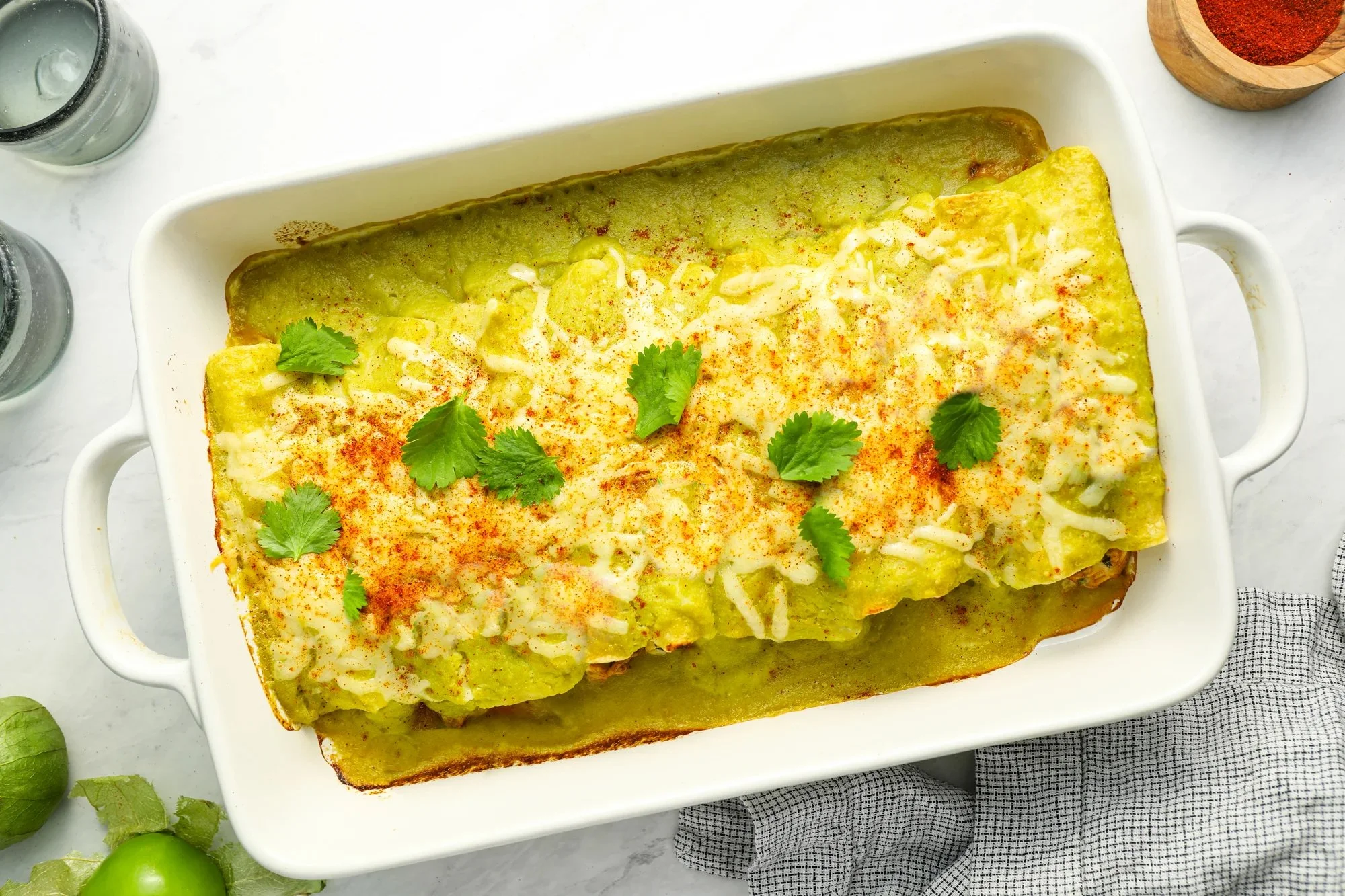 Tomatillo Chicken Enchiladas